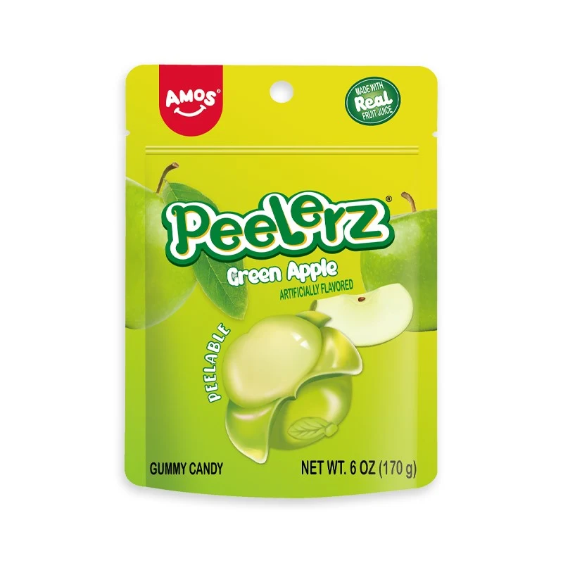 [Self-operated] Amos Peelerz Peeled Gummies, Green Apple Flavor, 170g, Sharing Pack, Fun Fruit Juice Gummies, Children's Snacks and Candies