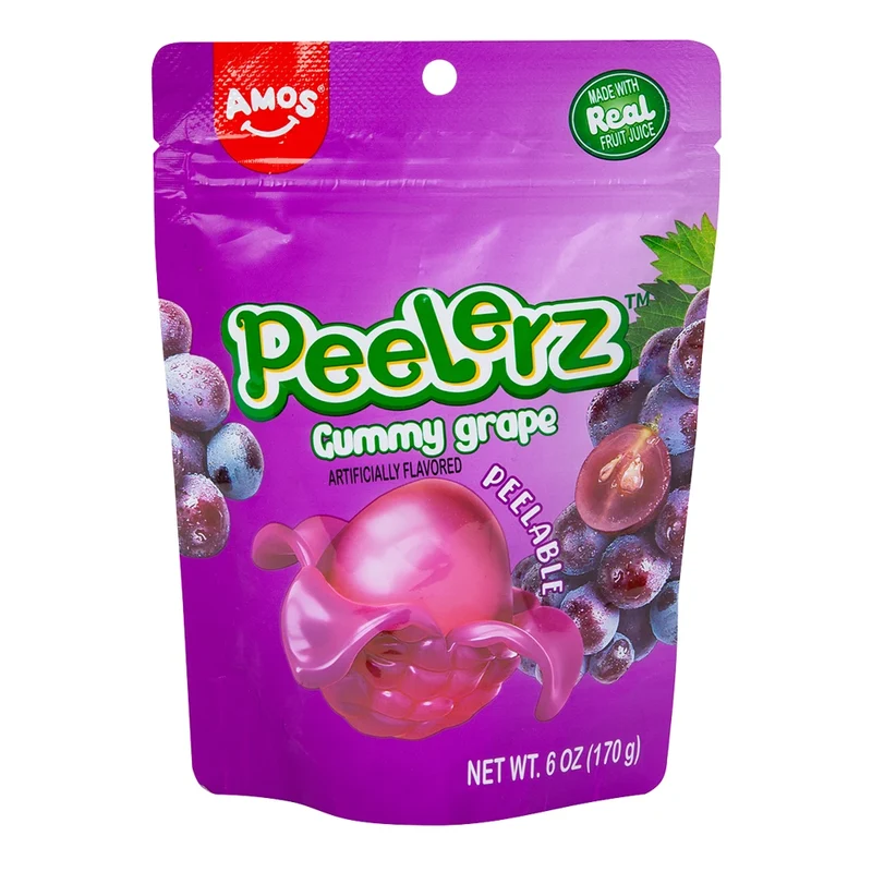 [Self-operated] Amos Peelerz Grape Gummies (170g, Sharing Pack) - Fun Fruit Juice Gummies for Kids - Snacks and Candies