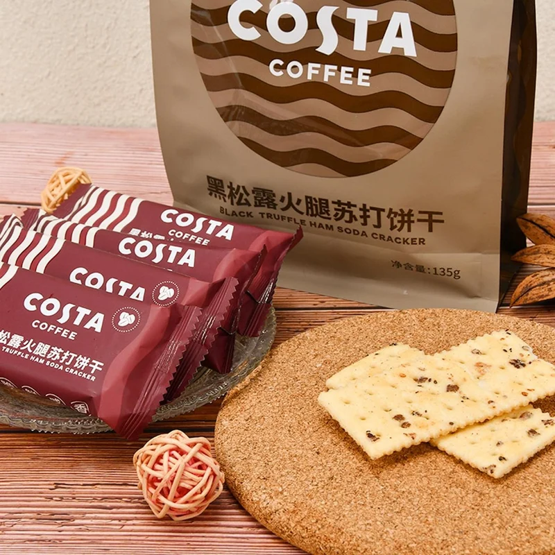 [Self-operated] COSTA Black Truffle Ham Soda Crackers (135g) - Salty, Crispy, Lightly Salty, Not Greasy - Office Snack