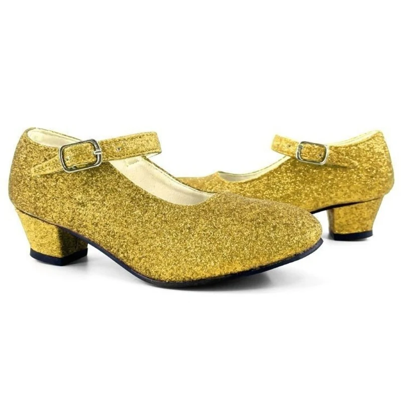 Goldene Glitzer-Schuhe mit Absatz für Kinder