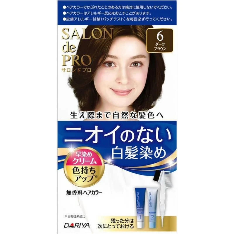 [Self-operated] Japan DARIA Foam Hair Dye for Gray Hair #6 Dark Brown 80g, Pure Plant-Based Hair Dye Cream