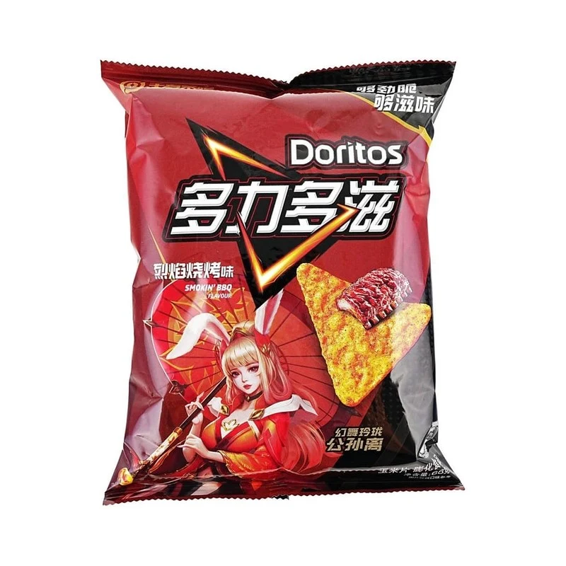 [Self-operated] Pepsi LAY'S DORITOS Corn Chips (Mainland China Edition) - Limited Edition Collaboration with Honor of Kings - Fiery Barbecue Flavor - Gongsun Li Packaging - 68g/Bag - Casual Snack/Puffed Food