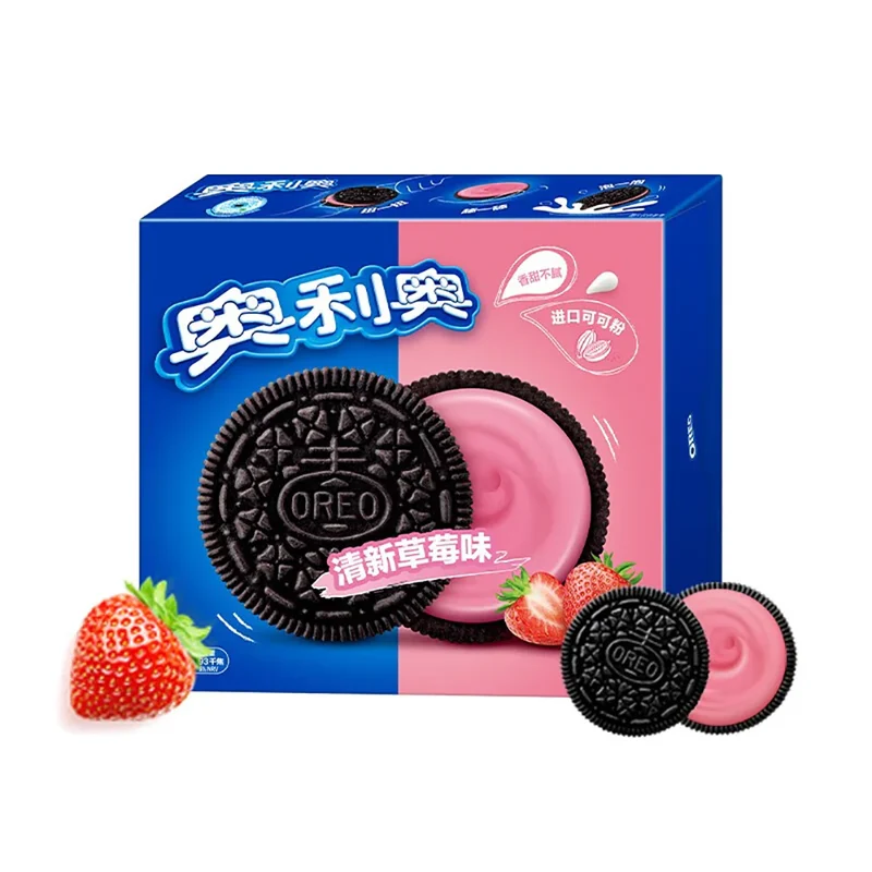 [Self-operated] Oreo New Version Sandwich Cookies (Strawberry Flavor) 97g (Breakfast, Snack, Office Delight)