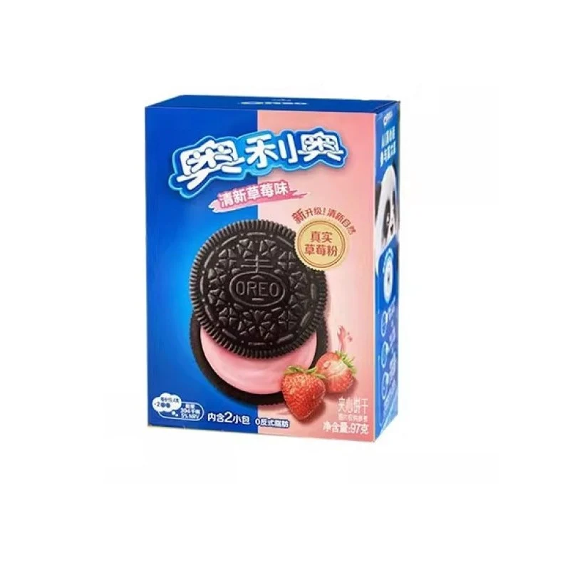[Self-operated] Oreo New Version Sandwich Cookies (Strawberry Flavor) 97g (Breakfast, Snack, Office Delight)