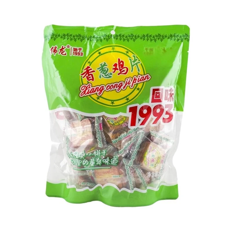 [Self-operated] China Weilong Scallion Chicken Chips Biscuits, Scallion Flavor, 418g. Nostalgic Childhood Cookies, Nutritious Breakfast, Snack, Afternoon Tea Snack