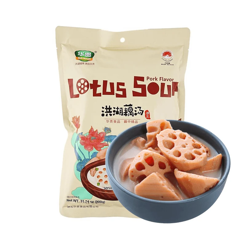 [Self-operated] NATRICH Huagui Honghu Lotus Root Soup 900g, Hubei Specialty - Rich and Fragrant Lotus Root Soup with Bone Broth, Soft and Sticky. Ready to Eat After Heating.