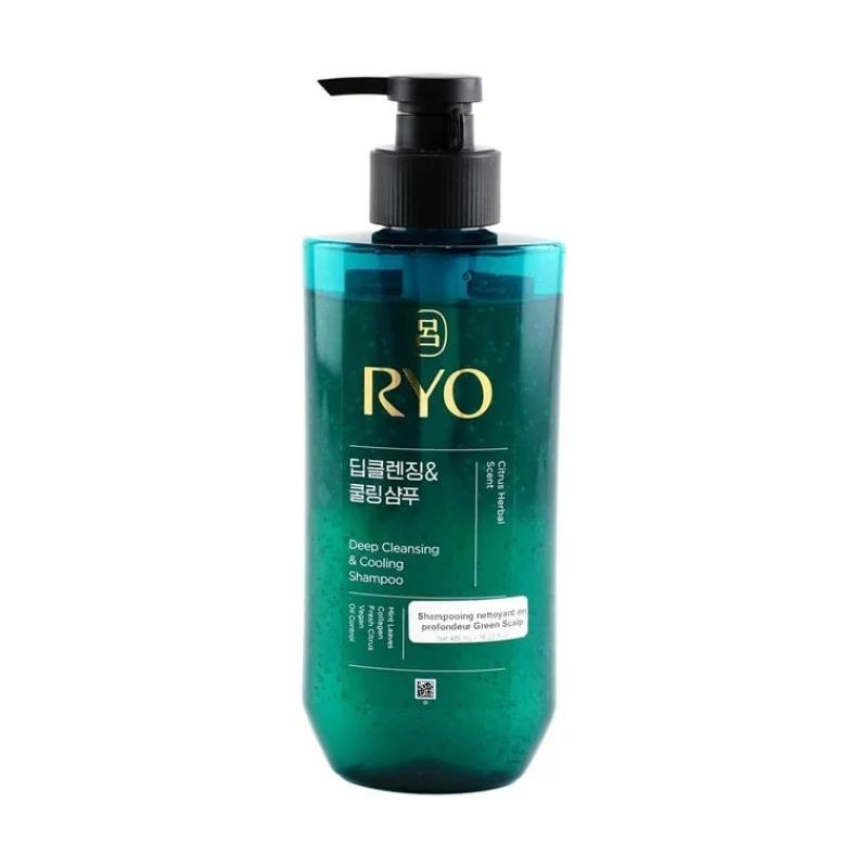 [Self-operated] Korean RYO Ryo New Upgraded Green Ryo Oil Control and Refreshing Shampoo 480ml: Cleanses, controls oil, soothes, removes dandruff, fresh citrus scent, 48-hour lasting fragrance, suitable for severely oily hair.