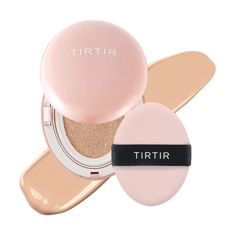 [Self-operated] TIRTIR Korean Pink Cushion Foundation, High Coverage Matte Skin SPF50+ PA+++ #21N Ivory White 18g, 24-Hour Moisturizing and Concealing Cushion Foundation