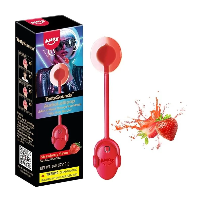 [Self-operated] Amos Music Lollipop (US Version, Strawberry Flavor), 30g (Singing Bone Conduction Sugar-Free Candy)
