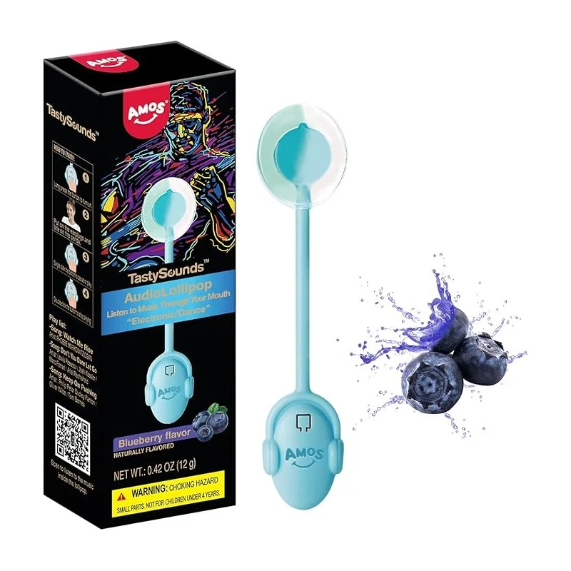 [Self-operated] Amos Music Lollipop (US Version, Blueberry Flavor), 30g (Singing Bone Conduction Sugar-Free Candy)