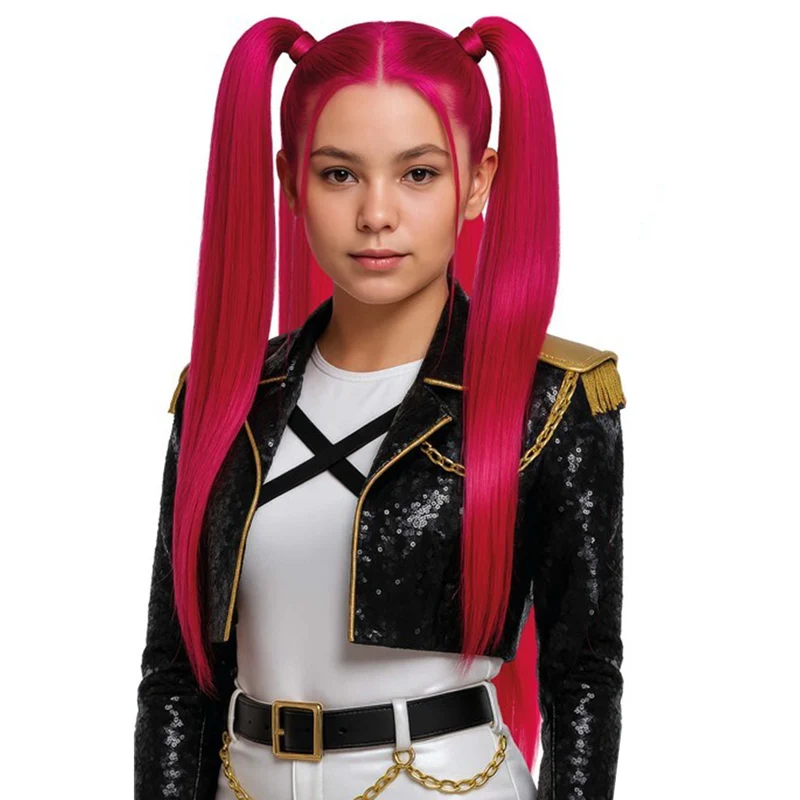 Fuchsiafarbene K-Pop-Sängerin-Perücke