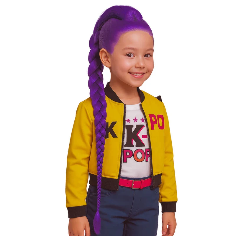 Lila K-Pop-Sängerin-Perücke für Kinder