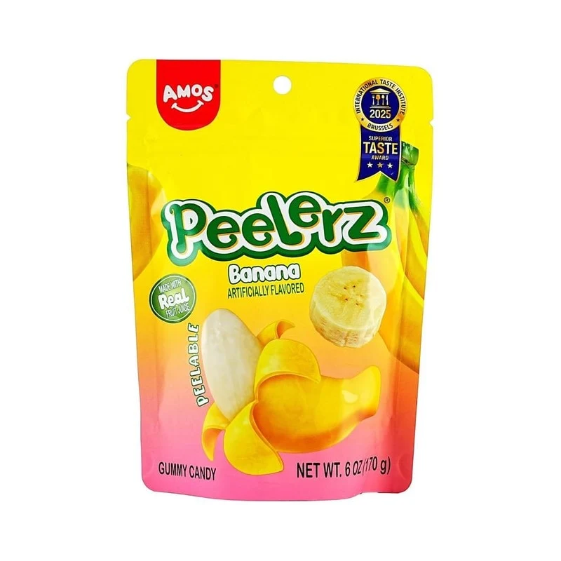 [Self-operated] Amos Peelerz Banana Flavored Gummies (170g), Sharing Pack, Fun Fruit Juice Gummies for Kids, Snacks & Candies