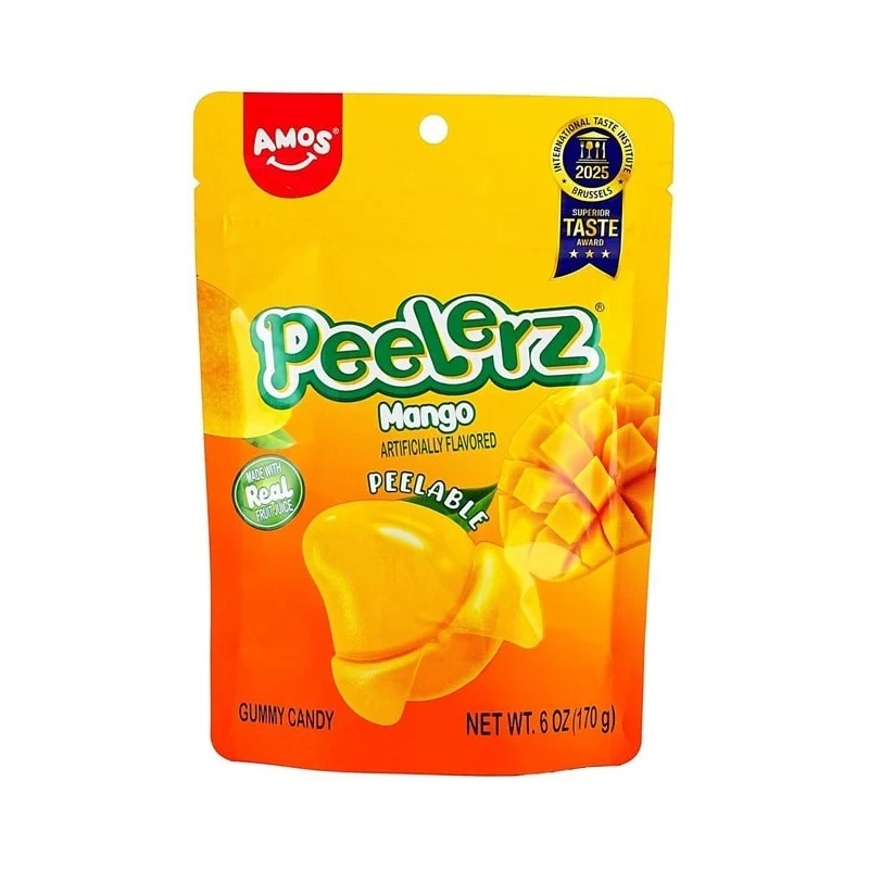 [Self-operated] Amos Peelerz Mango Flavored Gummies (170g, Sharing Pack) - Fun Fruit Juice Gummies for Kids - Snacks and Candies
