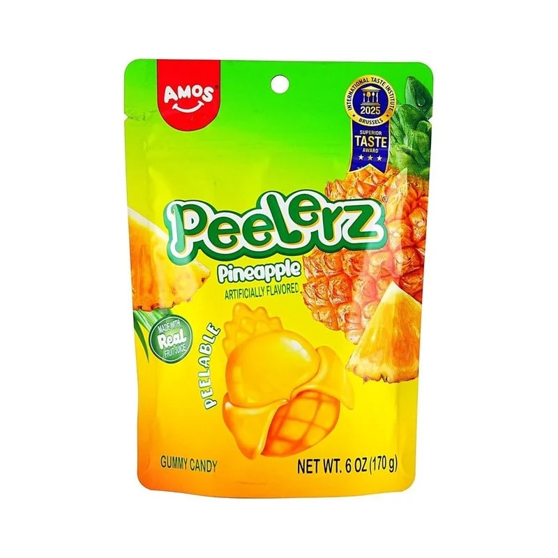 [Self-operated] Amos Peelerz Pineapple Flavored Gummies, 170g, Sharing Pack, Fun Fruit Juice Gummies for Kids, Snacks and Candies