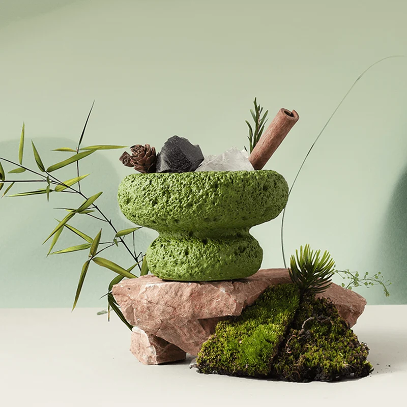[Self-operated] Song Chao Song Dynasty Four Seasons Leisurely Garden Series Diffuser Stone Ornament: Emerald Forest Green Leaf Fragrance Container *1, Diffuser Stone *1 Bag, Essential Oil *2, Dried Flowers *1 Pack - Perfect Gift, Premium Fragrance