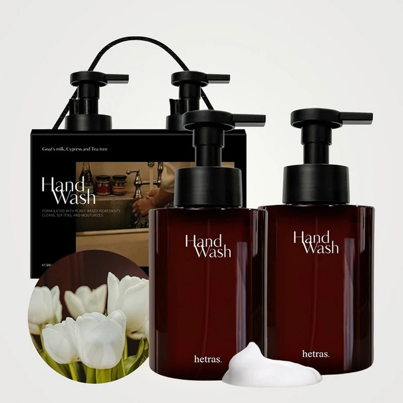 [Self-operated] Korean HETRAS Scented Instant Hand Wash, La Tulip Shower, 515ml*2 bottles, cleanses, moisturizes, gentle on hands, non-irritating, large foam capacity.
