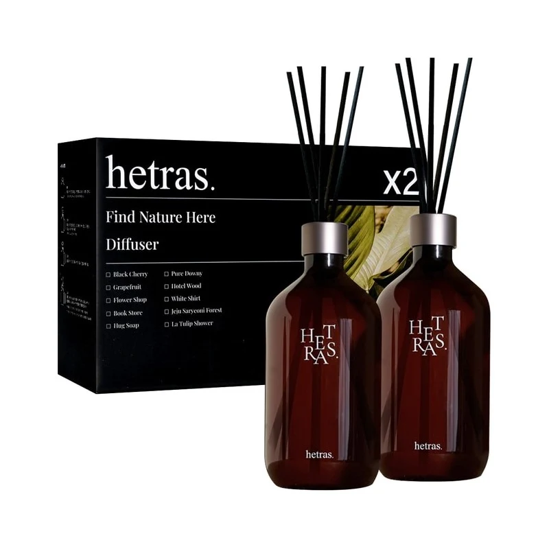 [Self-operated] HETRAS Korean Flameless Aromatherapy Essential Oils, Master Perfumer's Artistic Diffuser Pure Laundry 500ml*2 Set Gift Box #06 Pure and Soft - Recommended by G-Dragon (GD)