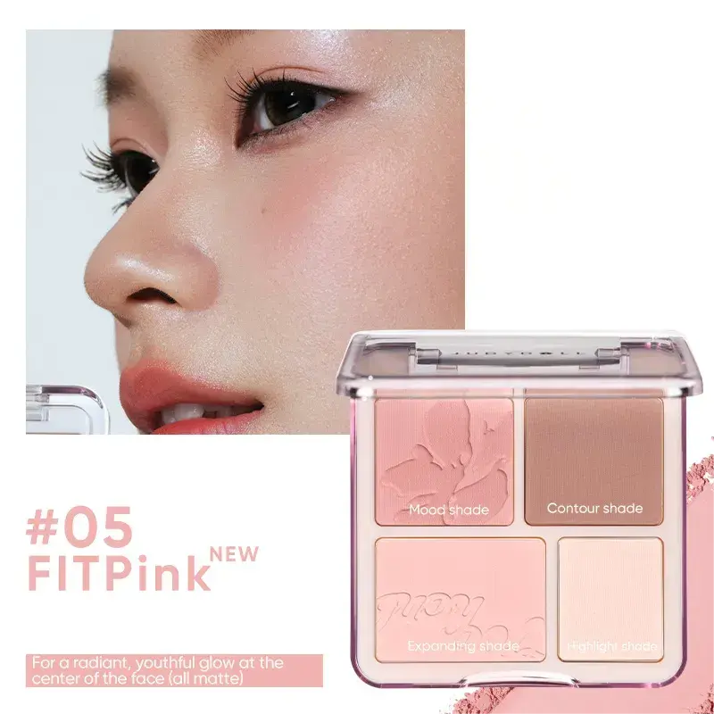 [Self-operated] Judydoll Blush & Highlighter Palette #05 FITPink Matte Palette 9g - 3D Nose Contouring, Face Shaping, and Highlighting Blush