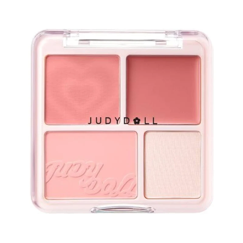 [Self-operated] Judydoll Blush & Highlighter Palette #02 Energetic Peach Cream Powder Mix 9g - 3D Nose Shadow, Contouring, Face Shaping, Matte Finish, Brightening Face Blush