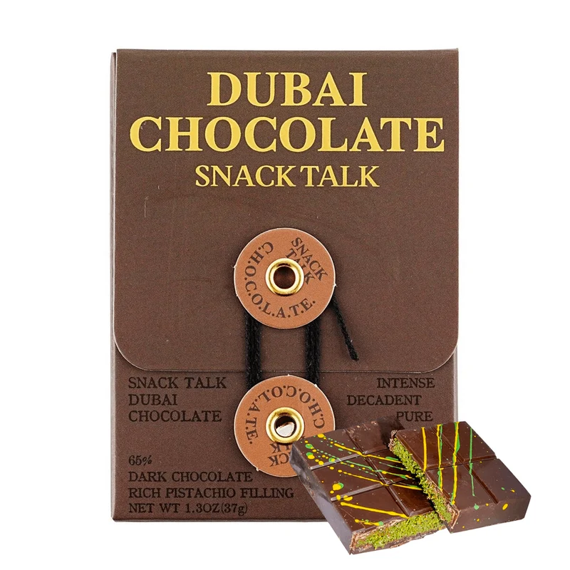 [Self-operated] Dubai Dark Chocolate Classic Pistachio Flavor 37g - TikTok Viral Hit with Amazing Taste, Filled Bread Strips, Dark Chocolate Bar, Casual Snack, Popular Candy, Handmade Sauce, Cocoa Butter Filling