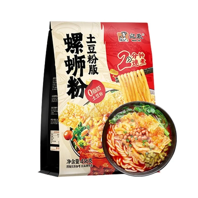 [Self-operated] Wanhe Potato Noodle Version of Luosifen (snail rice noodles) 436g, Double Servings of Tofu Skin, 2-Minute Quick Cooking, Instant Food with Seasoning Packet, Chewy, Smooth, Appetizing Snack, Self-cooking Late Night Snack