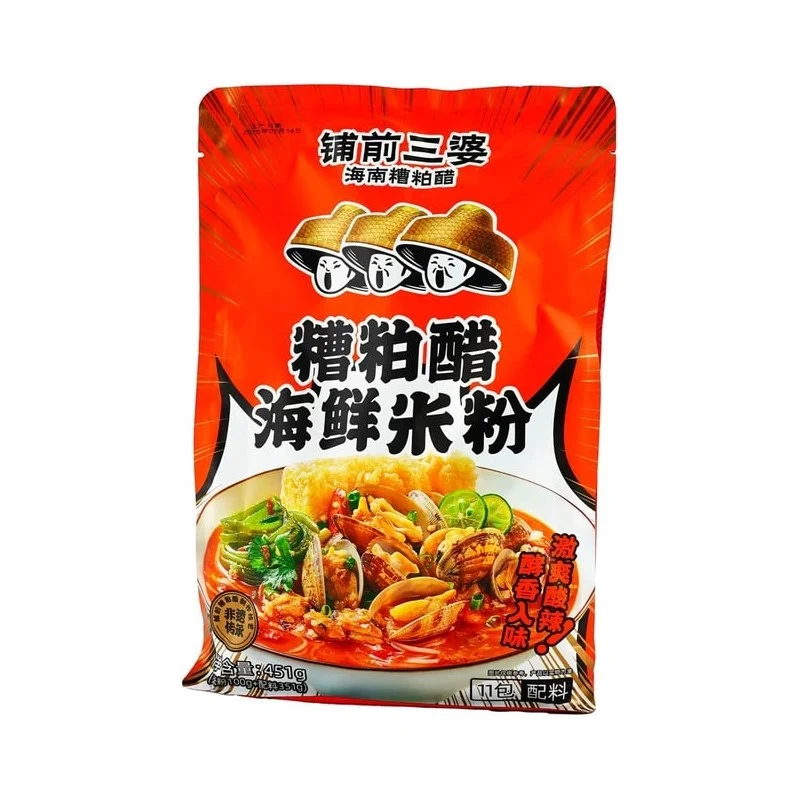 [Self-operated] China Puqian Sanpo Fermented Rice Noodles with Vinegar 451g Authentic Hainan Flavor, Sour, Spicy, and Fresh, 11 Packets of Seasoning, Convenient and Easy-to-Eat Non-Fried Rice Noodles, Popular Online Snack