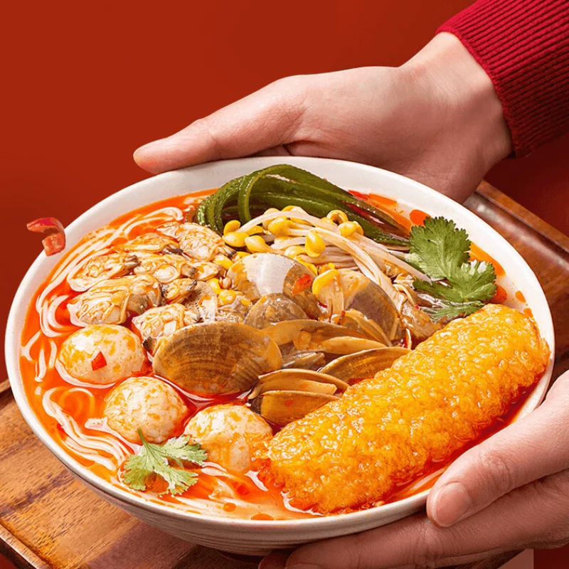 [Self-operated] China Puqian Sanpo Fermented Rice Noodles with Vinegar 451g Authentic Hainan Flavor, Sour, Spicy, and Fresh, 11 Packets of Seasoning, Convenient and Easy-to-Eat Non-Fried Rice Noodles, Popular Online Snack