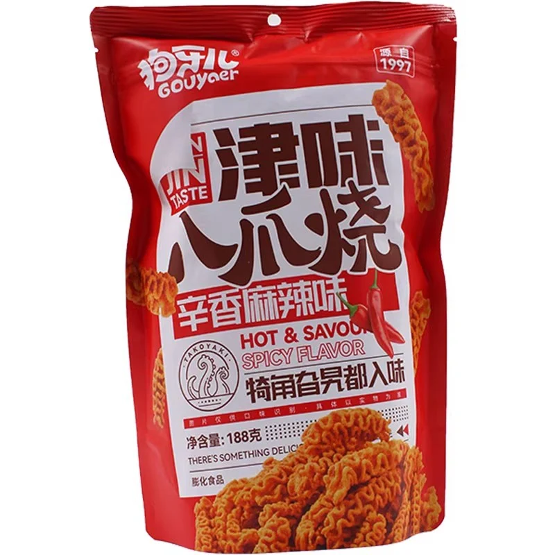 [Self-operated] Chinese Dog Tooth Tianjin-style Octopus Crackers, Spicy and Numbing Flavor, 188g. Childhood Flavor, Crispy and Delicious, Office Snack, Perfect for Binge-Watching or Snacking