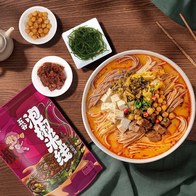 [Self-operated] Chinese Grain-Based Five-Grain Pickled Pepper Rice Noodles, Pickled Pepper Flavor, 206g. Mixed Grain Rice Noodles, Jiangxi Spicy Snack, Convenient Instant Rice Noodles/Rice Vermicelli.