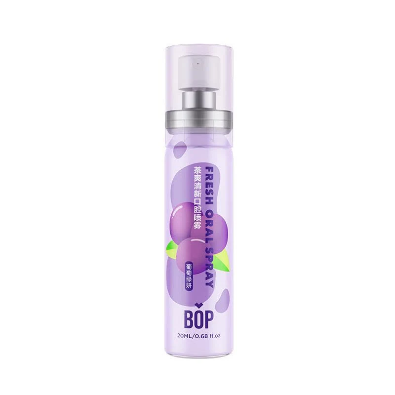 [Self-operated] China BOP Pop Tea Refreshing Oral Spray Grape Green Gum 20ml Portable Oral Spray for Long-lasting Freshness and Odor Removal