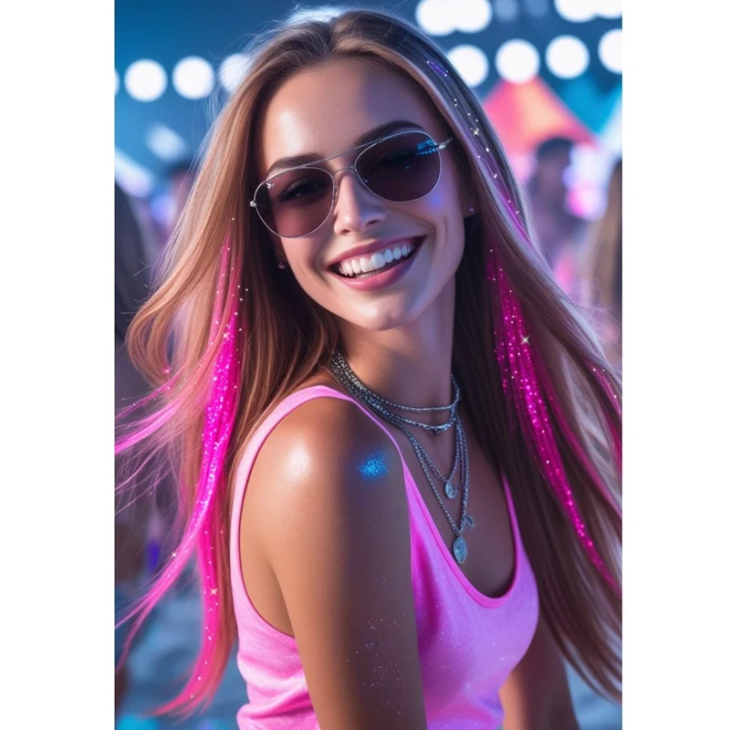 3er-Pack Glänzende Rosa Strähnen