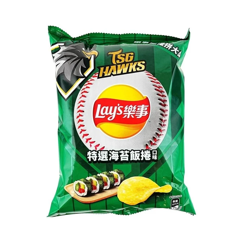[Self-operated] Pepsi LAY'S Taiwan Baseball Collaboration Potato Chips, Special Selection Seaweed Rice Roll Flavor, 49g. A must-have puffed snack for binge-watching!