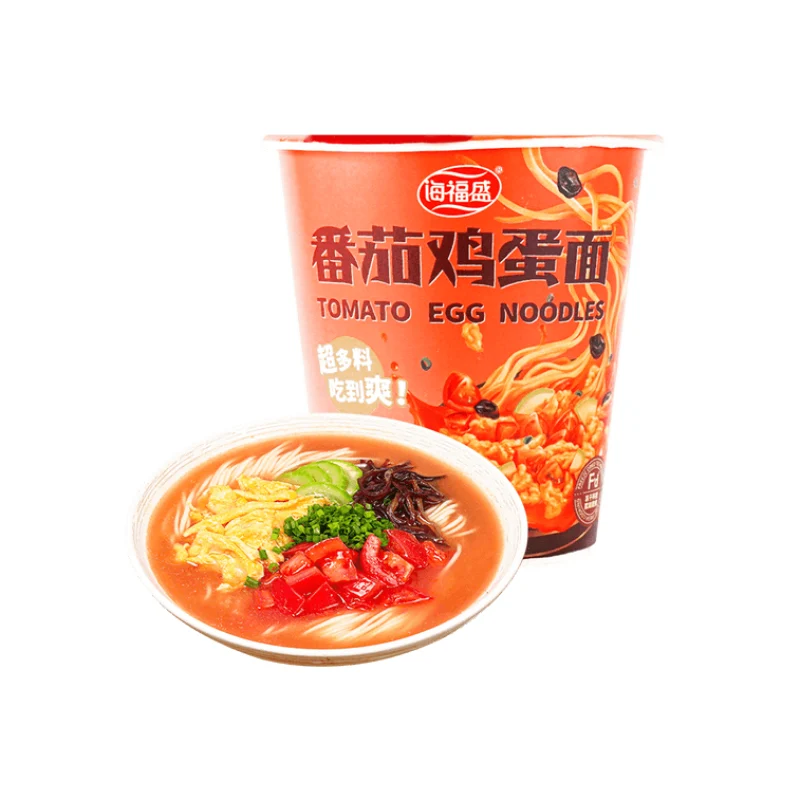 [Self-operated] China Haifusheng Freeze-dried Tomato and Egg Flavored Instant Noodles, Non-fried, 70g, Bucket Pack, Instant Noodles, Fast Food, Late Night Snack, Ramen, Soup Noodles