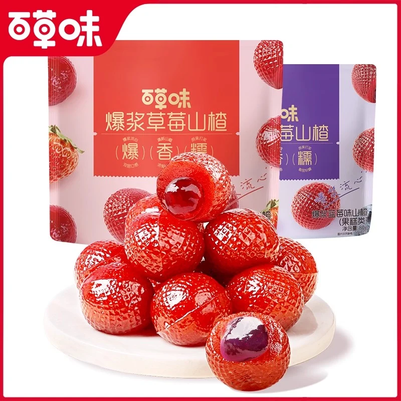 [Self-operated] BE&CHEERY Bursting Strawberry Hawthorn Cake 80g (China) - Appetizing Snack, Popular Online Snack, Hawthorn Dessert