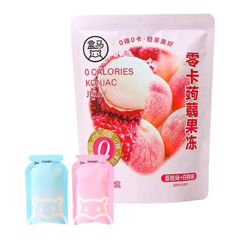 [Self-operated] Hema Fresh China Zero-Calorie Konjac Jelly Lychee Flavor + White Peach Flavor 216g 0-Fat Low-Calorie Fruit Juice Jelly Snack