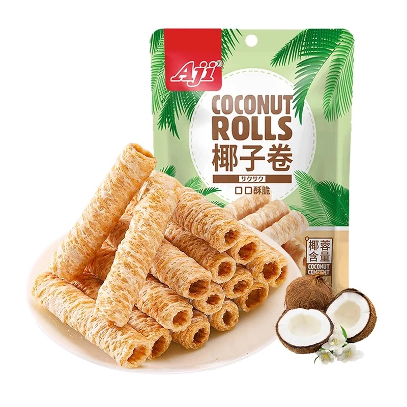 [Self-operated] AJI Coconut Roll Egg Roll Pastry Original Flavor 150g Snack Cookie Breakfast Sandwich Crispy Roll Casual Snack