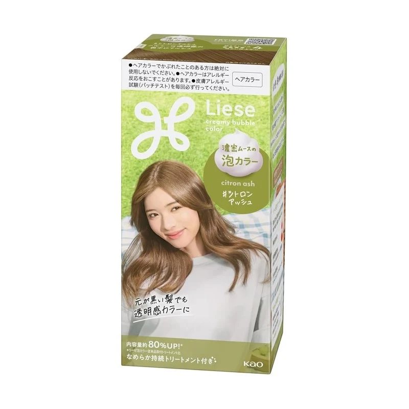 [Self-operated] Kao Liese Foam Hair Dye (Lemon Gray) 115ml (Japan) - DIY Foam Hair Dye with Plant-Based Ingredients for Home Use