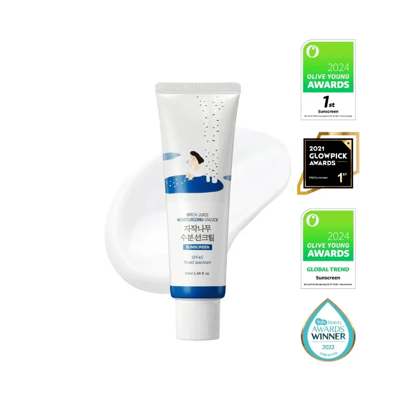 [Self-operated] ROUND LAB Dokdo Birch Sap Moisturizing Sunscreen SPF45 50ml (Korea) - Facial Isolation, UV Protection, Lightweight, Hydrating, Suitable for Sensitive Skin