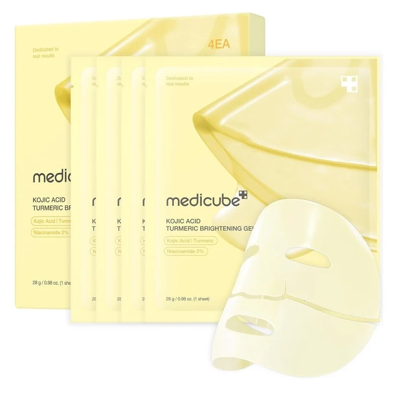 [Self-operated] Korean MEDICUBE Kojic Acid Turmeric Brightening Gel Mask (4-pack) - Improves pigmentation, dullness, whitens, and reduces wrinkles.