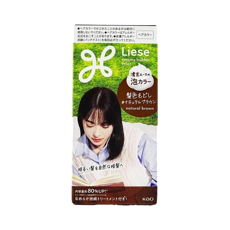 [Self-operated] Kao Liese Foam Hair Dye (Natural Brown) 115ml (Japan) - DIY Foam Hair Dye with Plant-Based Ingredients for Home Use