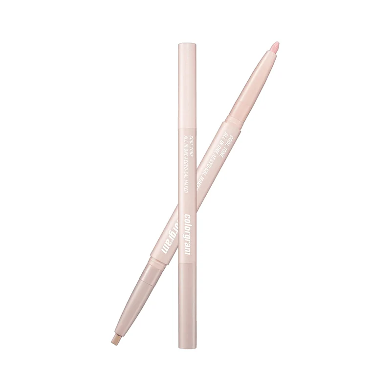 Korean COLORGRAM All in One Double-Ended Eyeliner #02 COOL TONE Pearlescent Powder 0.2g + 0.15g Natural, Long-Lasting, Waterproof, and Smudge-Proof Eyeshadow Pencil