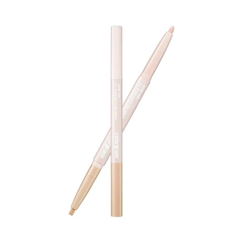 Korean COLORGRAM All in One Double-Ended Eyeliner #01 Warm Tone Pearlescent Gold 0.2g + 0.15g Natural, Long-Lasting, Waterproof, and Smudge-Proof Eyeshadow