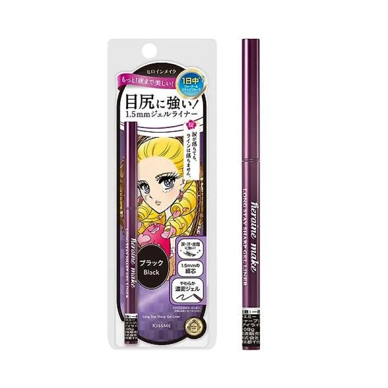 ISEHAN KISS ME Hana Miki Silky Fine Eyeliner #01 Intense Black 0.08g Slim, Water-Resistant, Long-Lasting Eyeliner Pencil