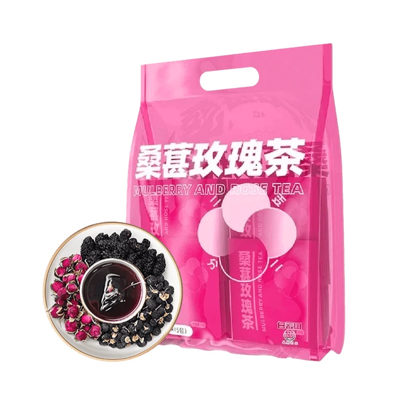 [Self-operated] China Baiyun Mountain Mulberry Rose Tea 6g*15 bags into the white and red goddess beauty tea beauty and health tea bag individually packaged