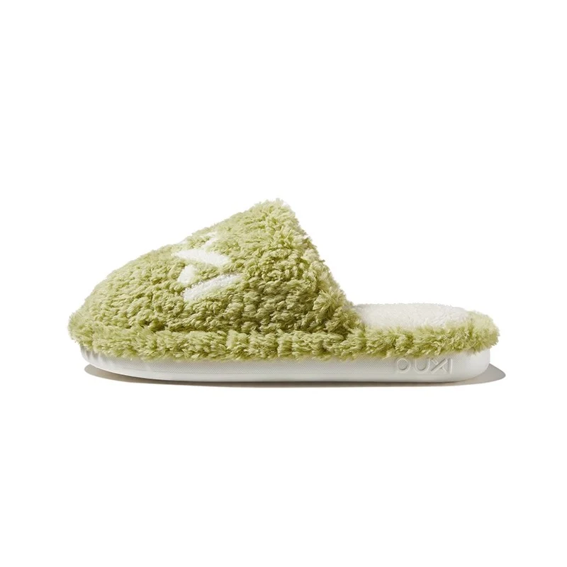 [Self-operated] China PUXI Puxi Liuying Women's Cotton Slippers Wasabi Green 35-36 1 pair of new autumn and winter women's home plush warm non-slip deodorant simple cotton slippers