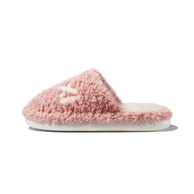 [Self-operated] China PUXI Puxi Liuying Women's Cotton Slippers Dogwood Pink 37-38 1 pair of new autumn and winter women's home plush warm non-slip deodorant simple cotton slippers