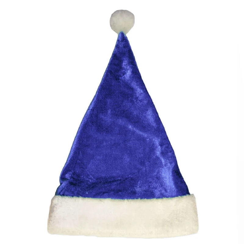 Blaue Samt Weihnachtsmannmütze für Kinder