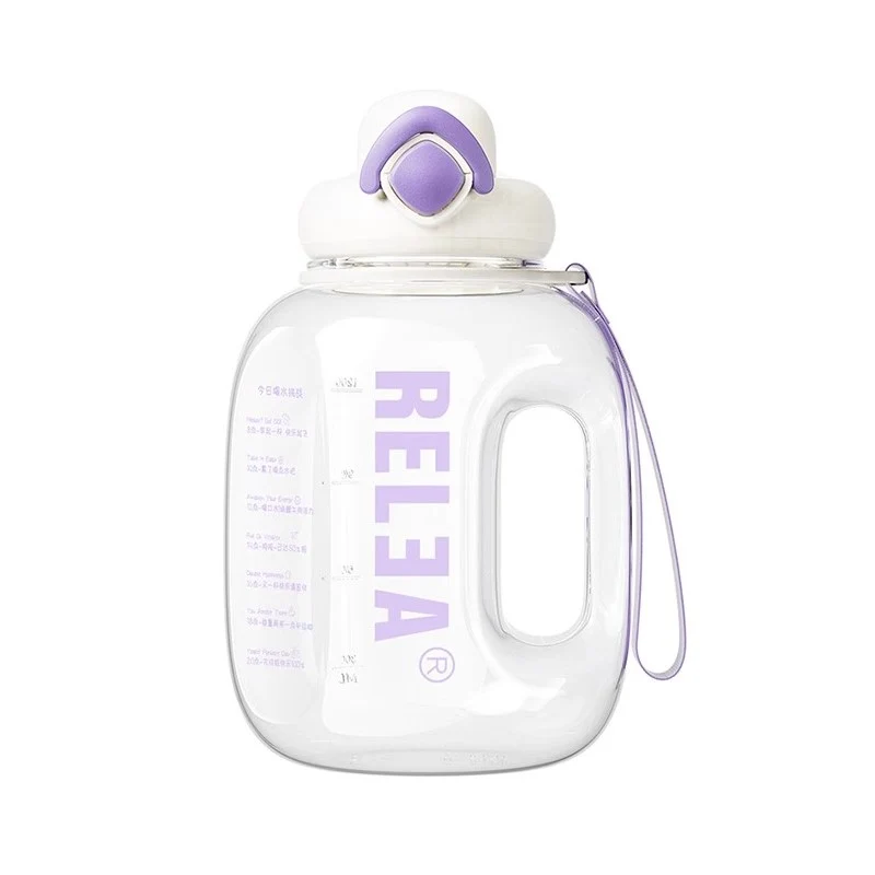 [Self-operated] China Wusheng Ton Ton Bucket Straw Cup Purple Go East 1000ml Large Capacity Water Cup Sports Water Bottle Summer Fitness Ton Bucket High Temperature Resistant Ton Bucket Straw Space Cup