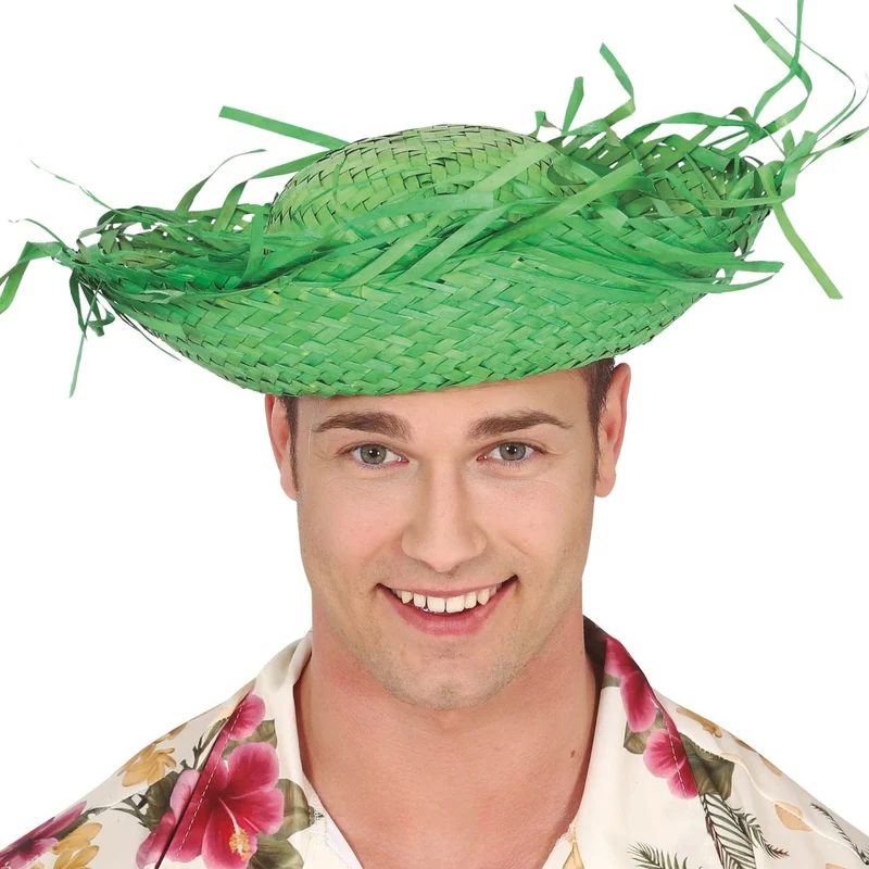 Grüner Strohhut